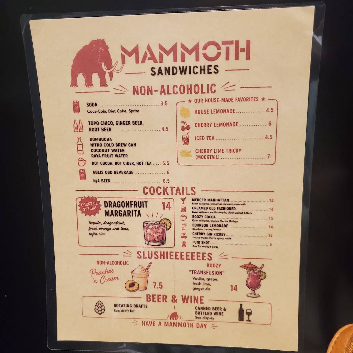 Mammoth меню