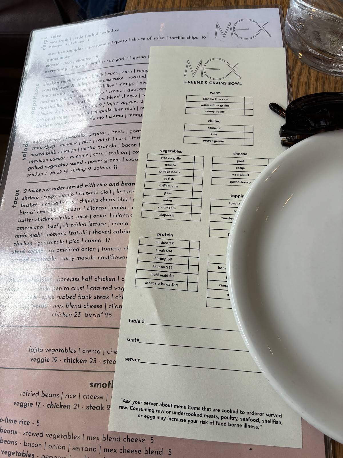 Mex Bloomfield меню