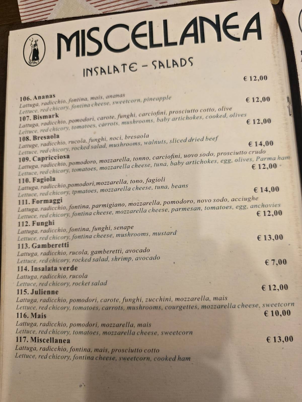 Miscellanea Ristorante e Hosteria меню