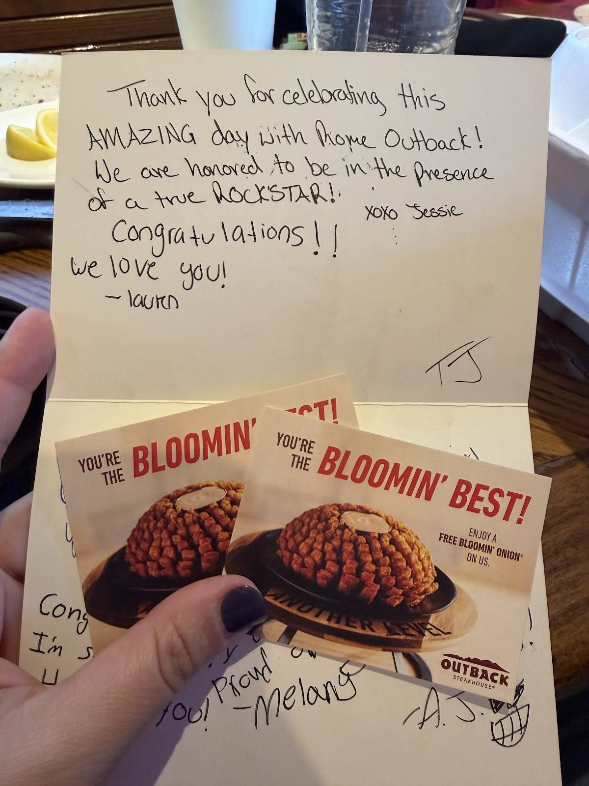 Outback Steakhouse меню