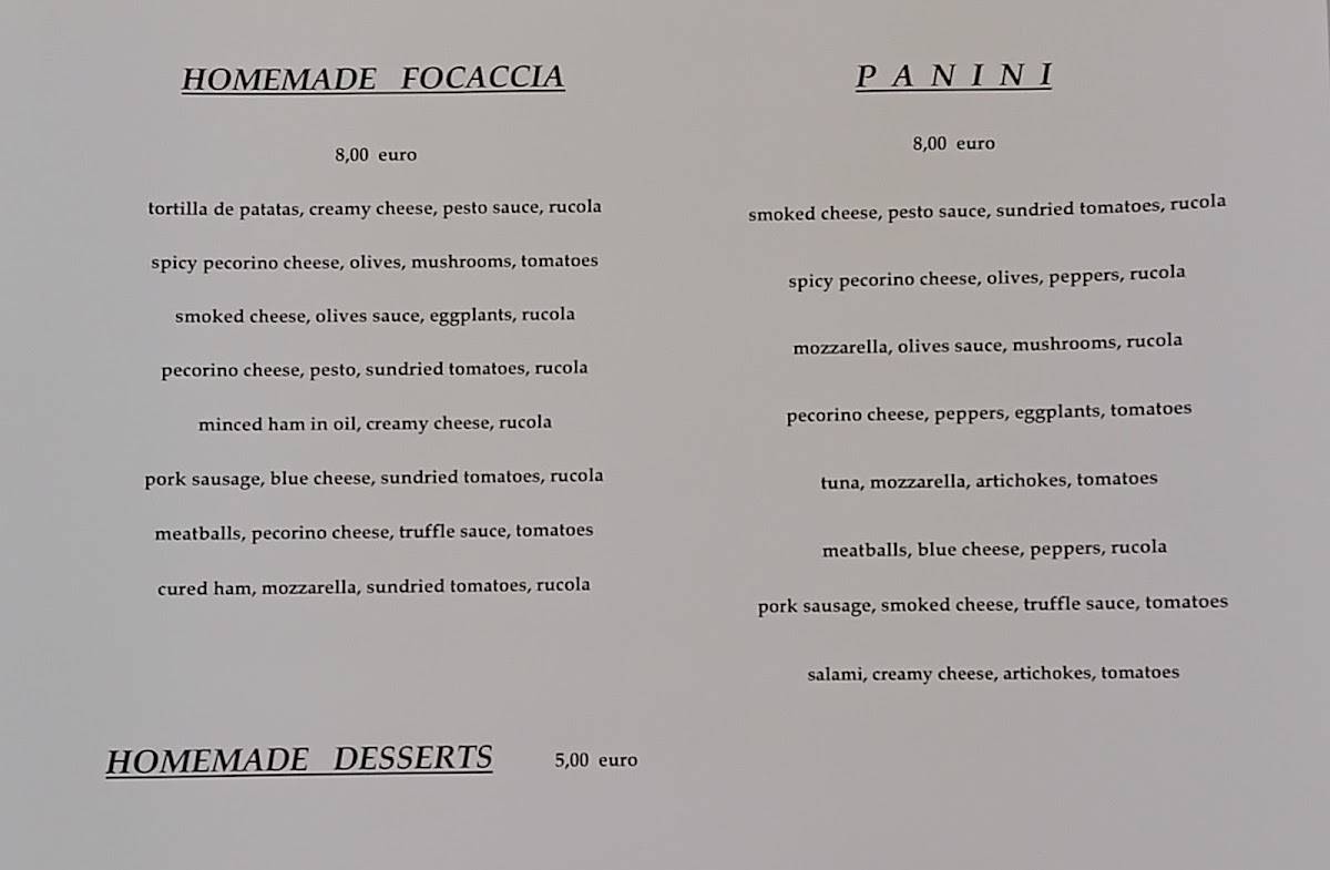 PanDivino - Focacceria Taperia меню