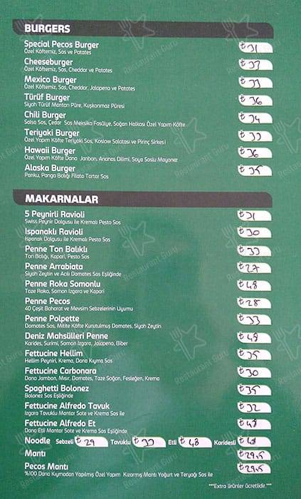Pekos Cafe меню