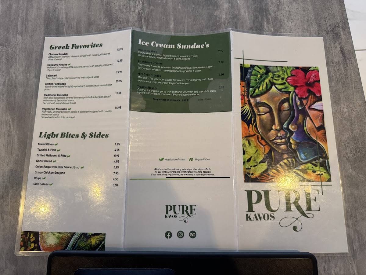 Pure Kavos Restaurant меню