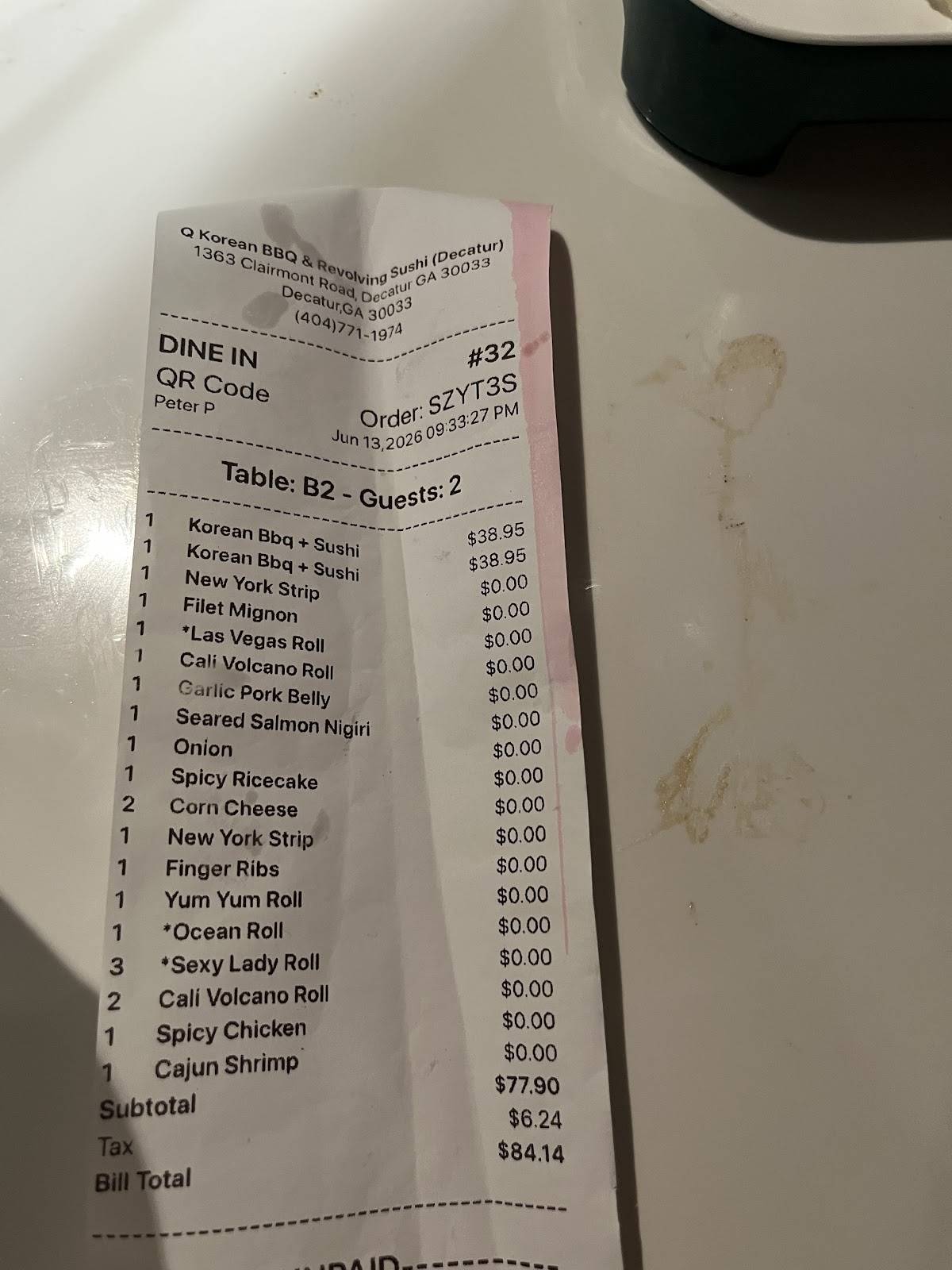 Q Korean BBQ Revolving Sushi Decatur меню