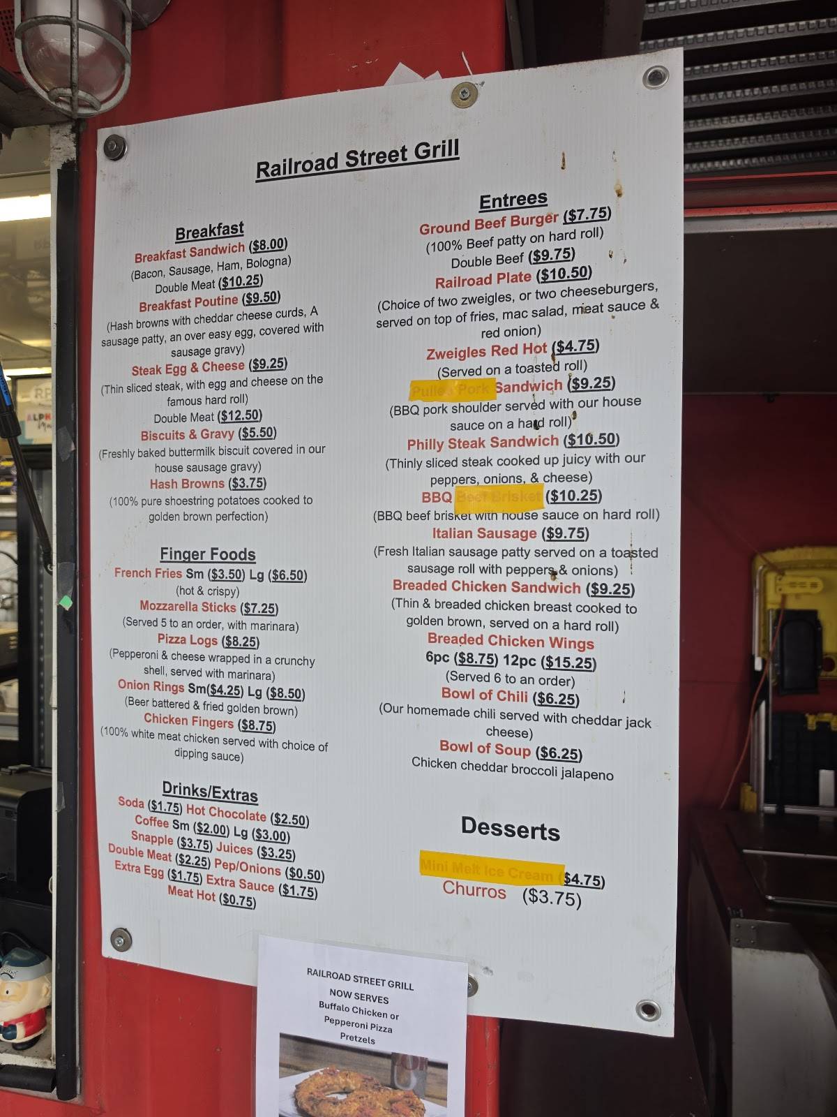 Railroad Street Grill меню