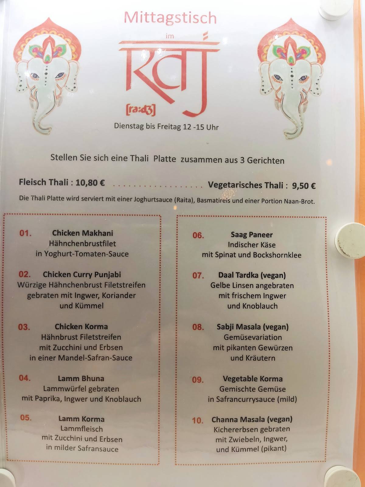 Raj Nordindisch genießen меню