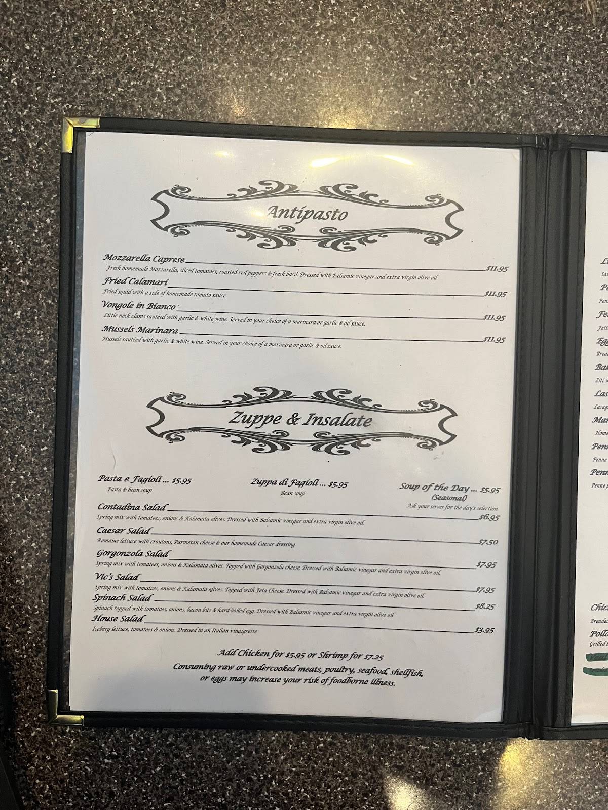 Vic's Italian Restaurant & Pizzeria меню