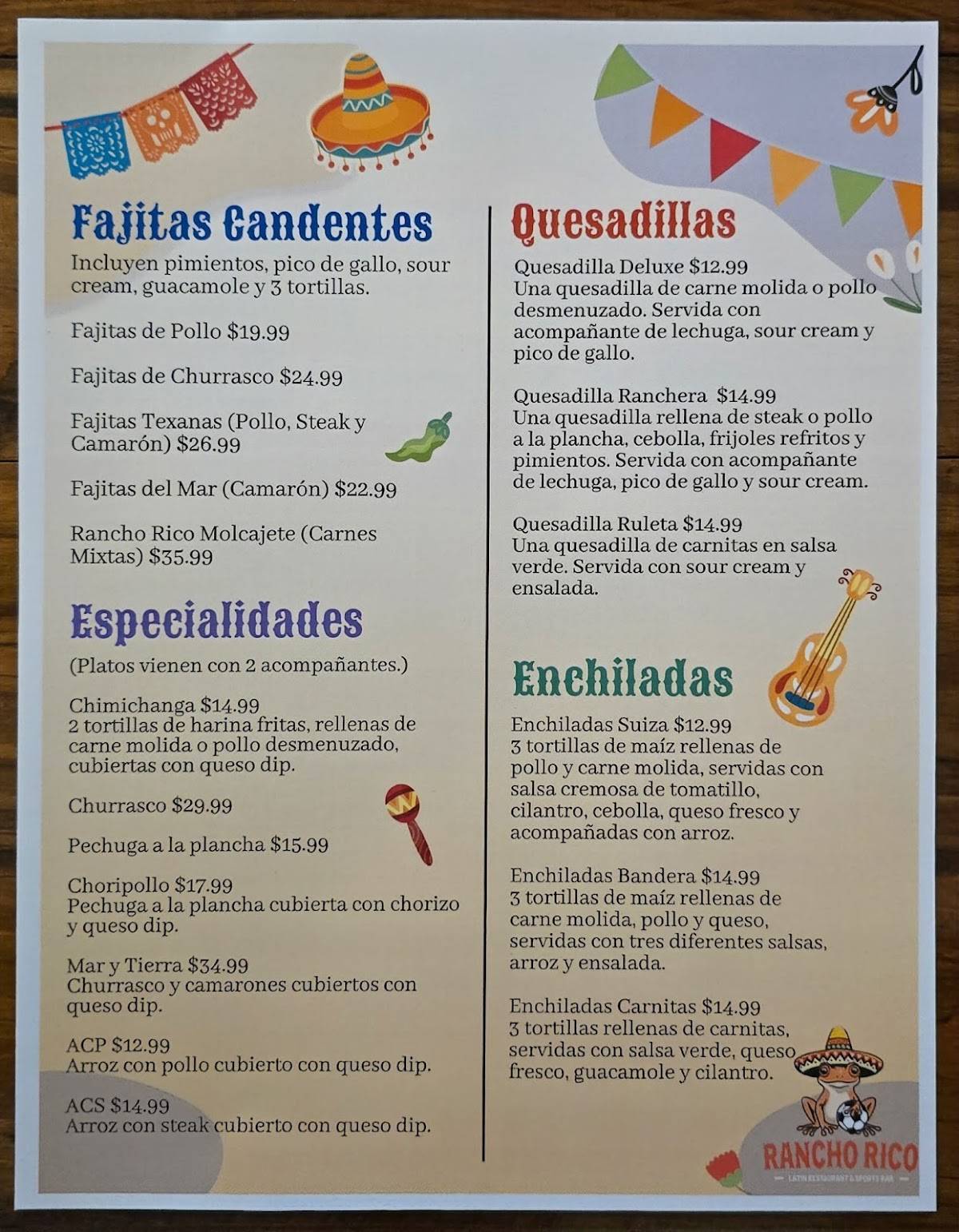 Rancho Rico меню