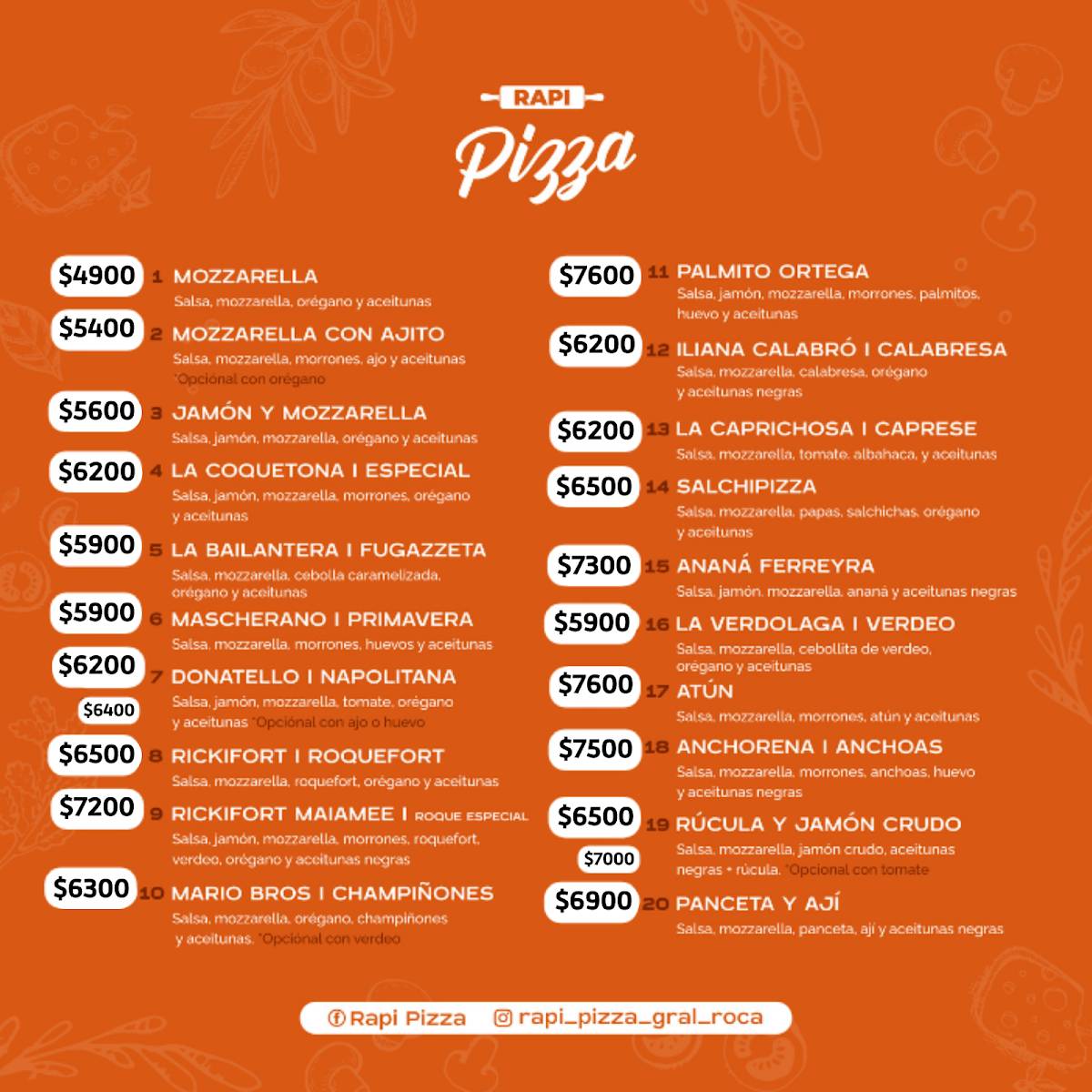 Rapi Pizza 3 меню