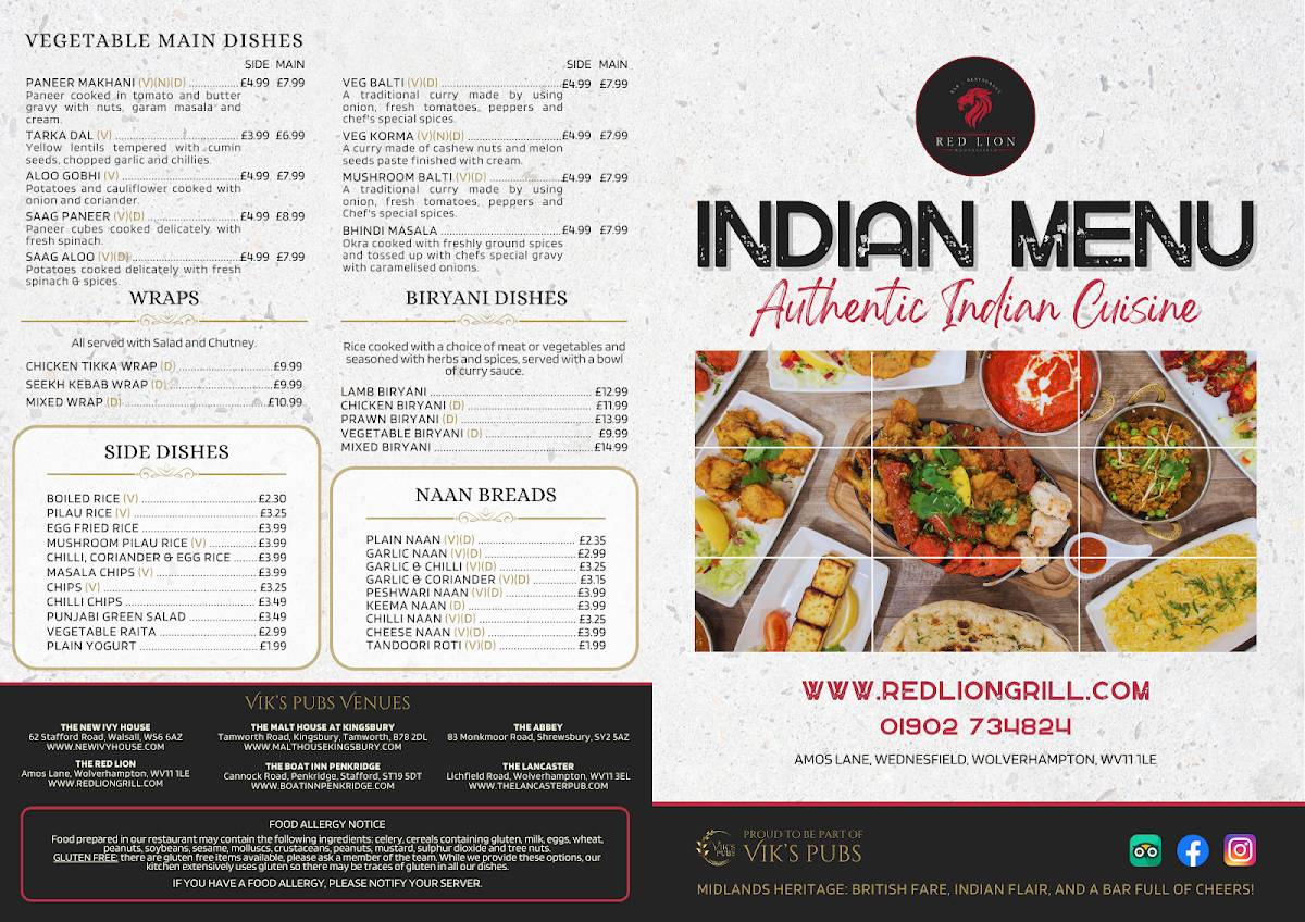 Red Lion Wednesfield меню