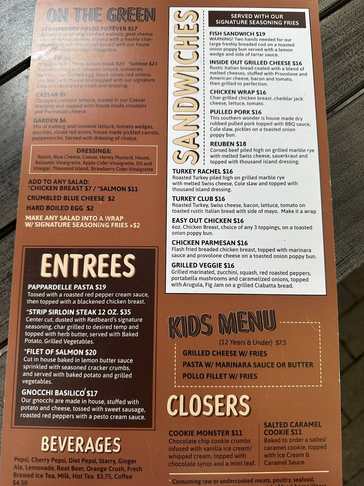 Redbeard's Sports Bar & Grill меню