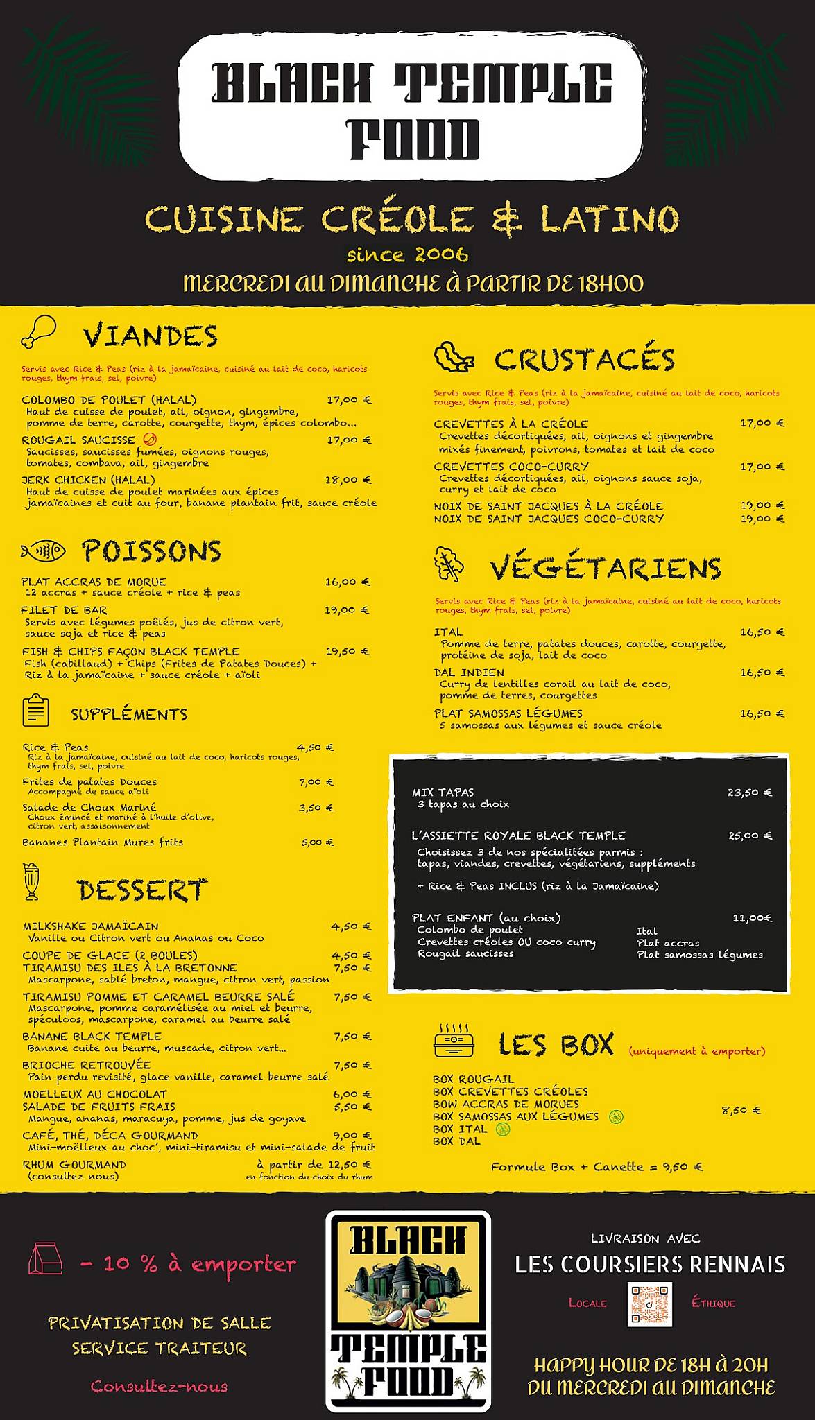Black Temple Food Restaurant Rennes - Livraison et à emporter меню