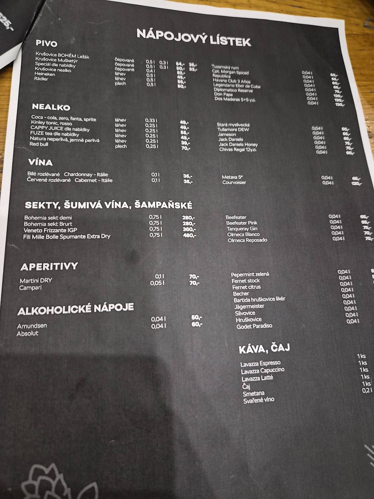Restaurace Bella меню