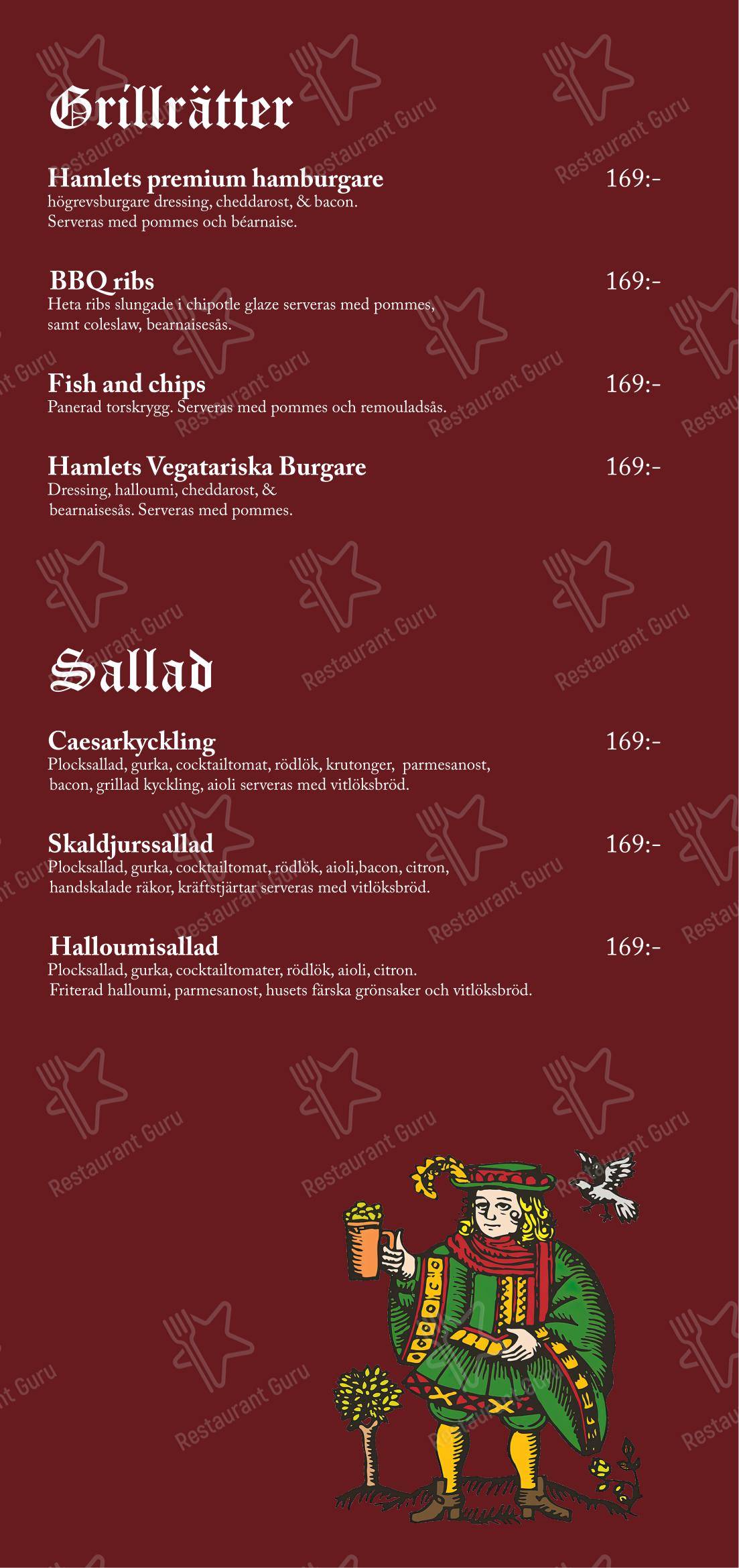 Меню напитков ресторана Restaurang Hamlet