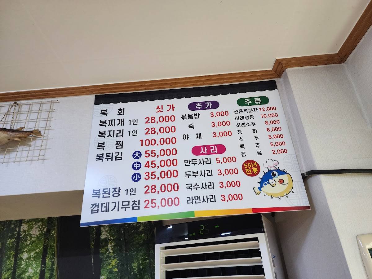 문산통일복집 меню