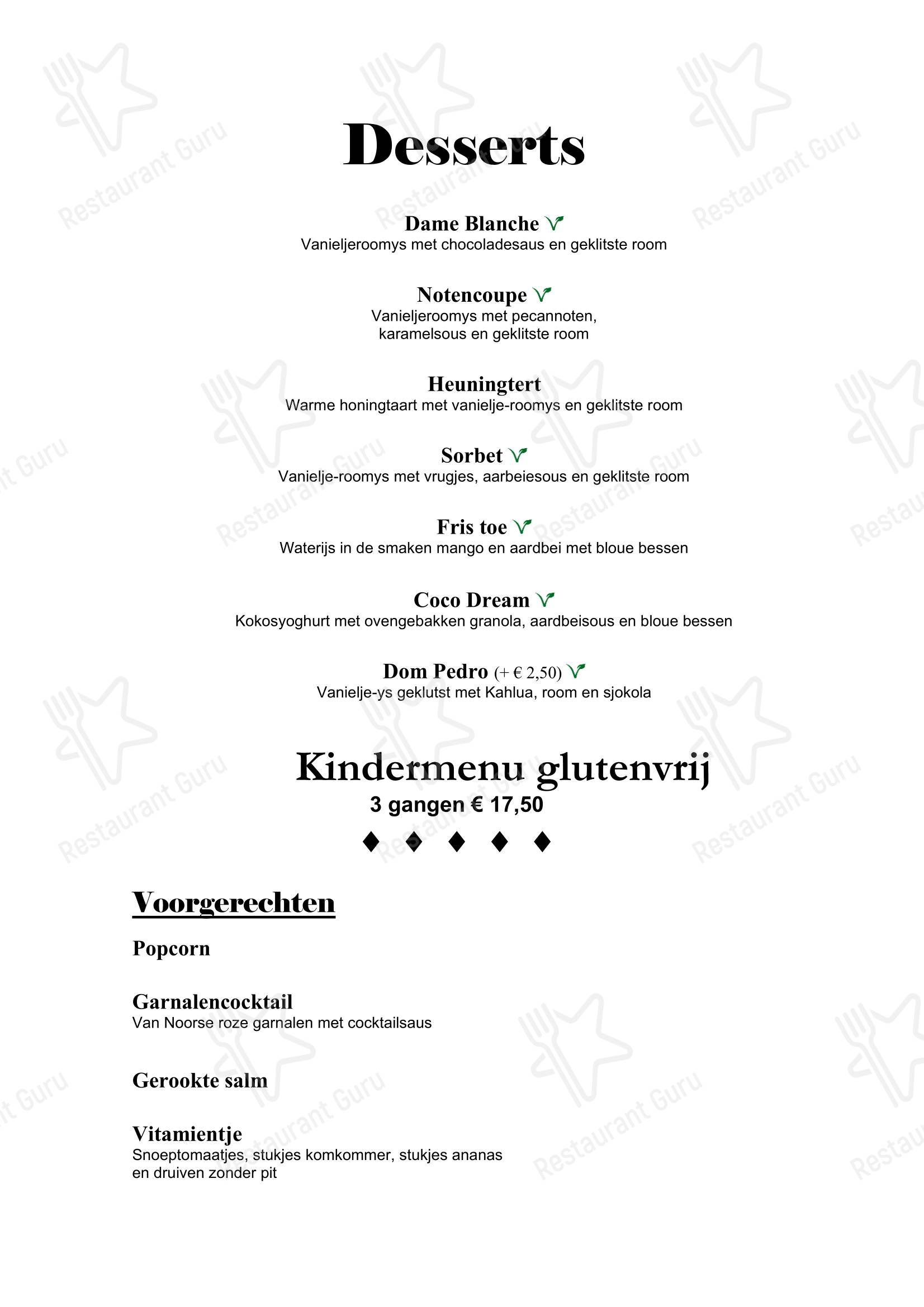 Restaurant AAP в Alphen - Lunch Menu