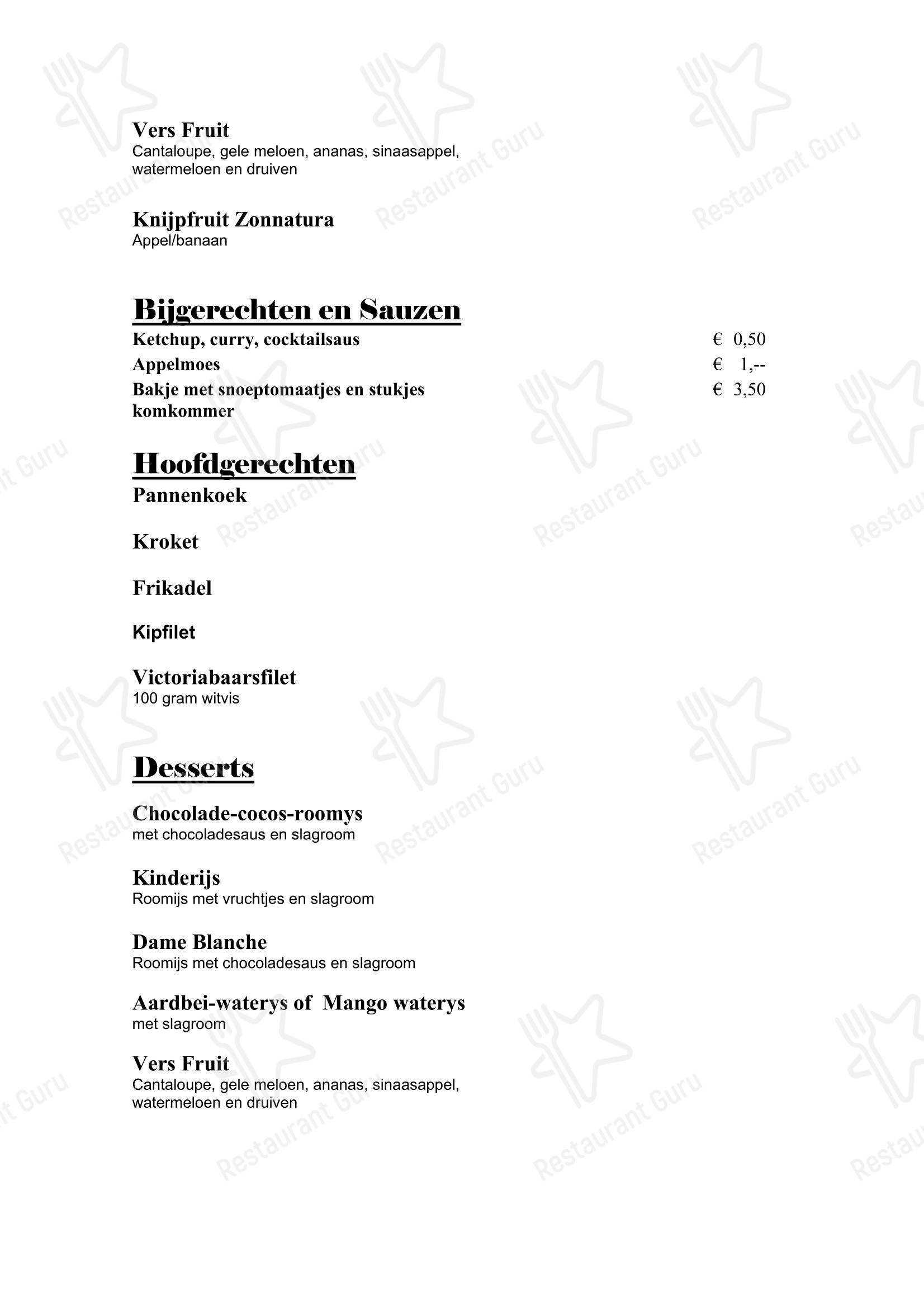 Lunch Menu ресторана Restaurant AAP в Alphen