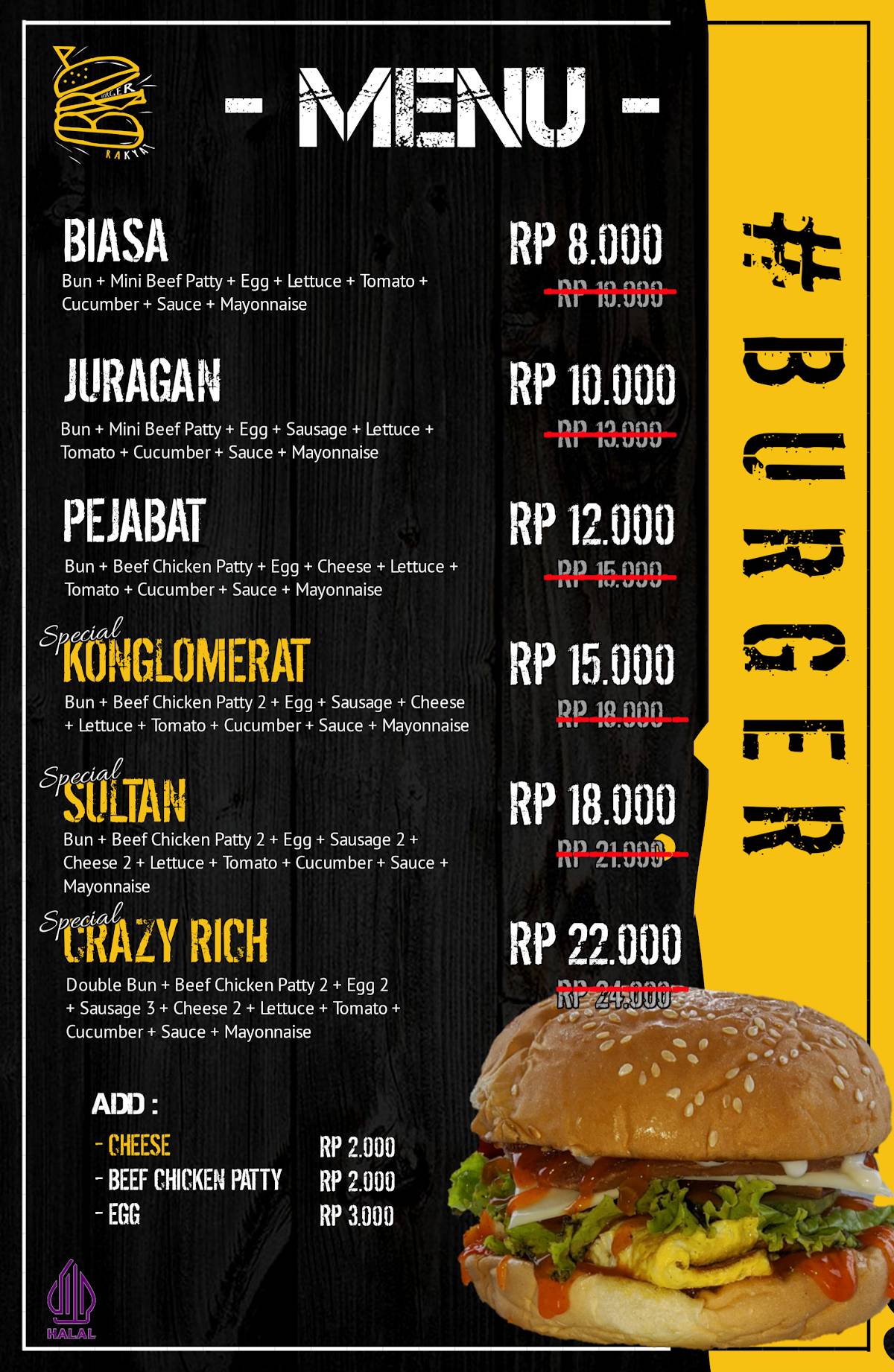 Burger Rakyat меню