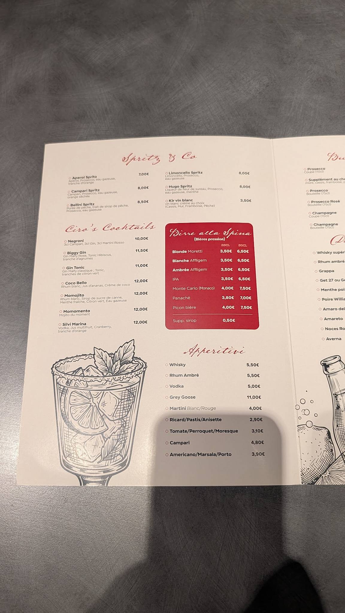CIRO Ristorante меню