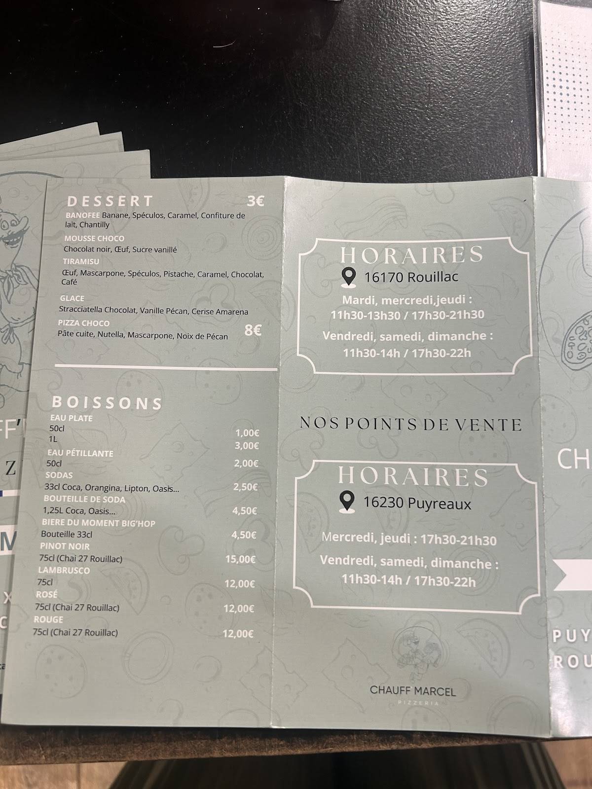 Ça Chauff'Marcel Rouillac меню