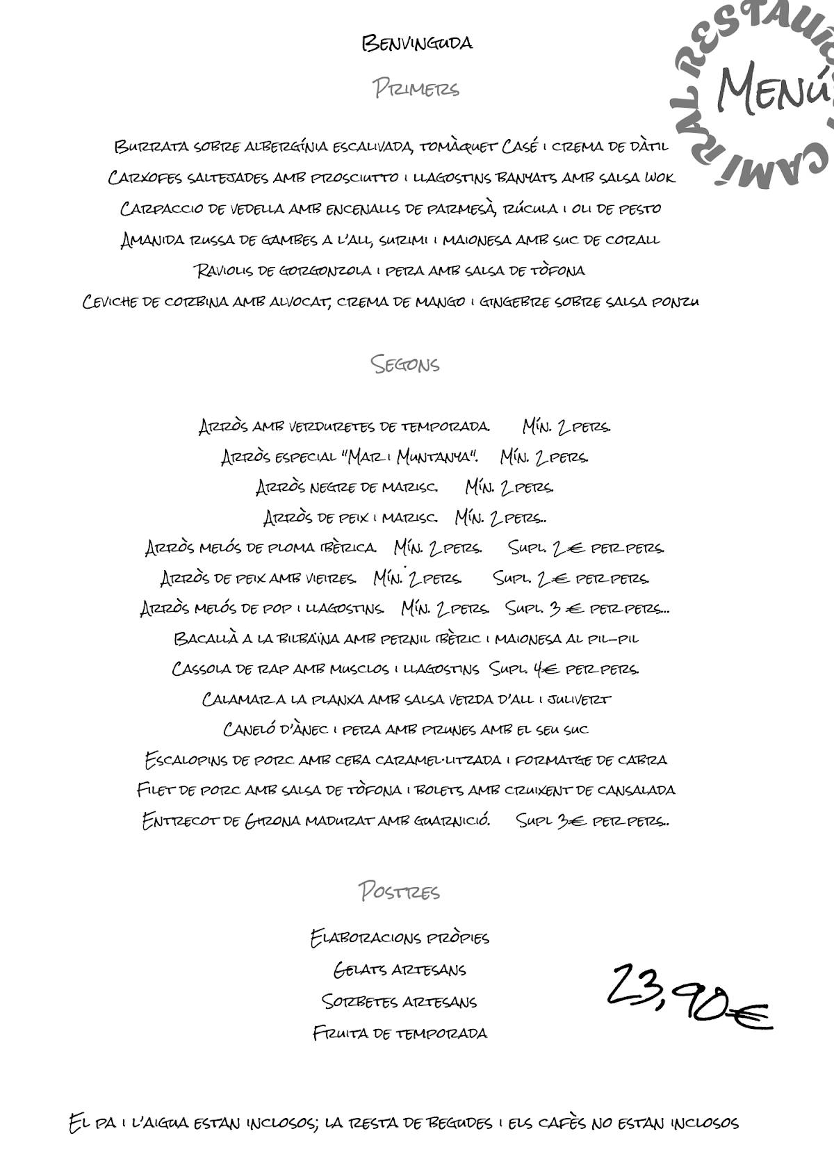Restaurant Camí Ral меню