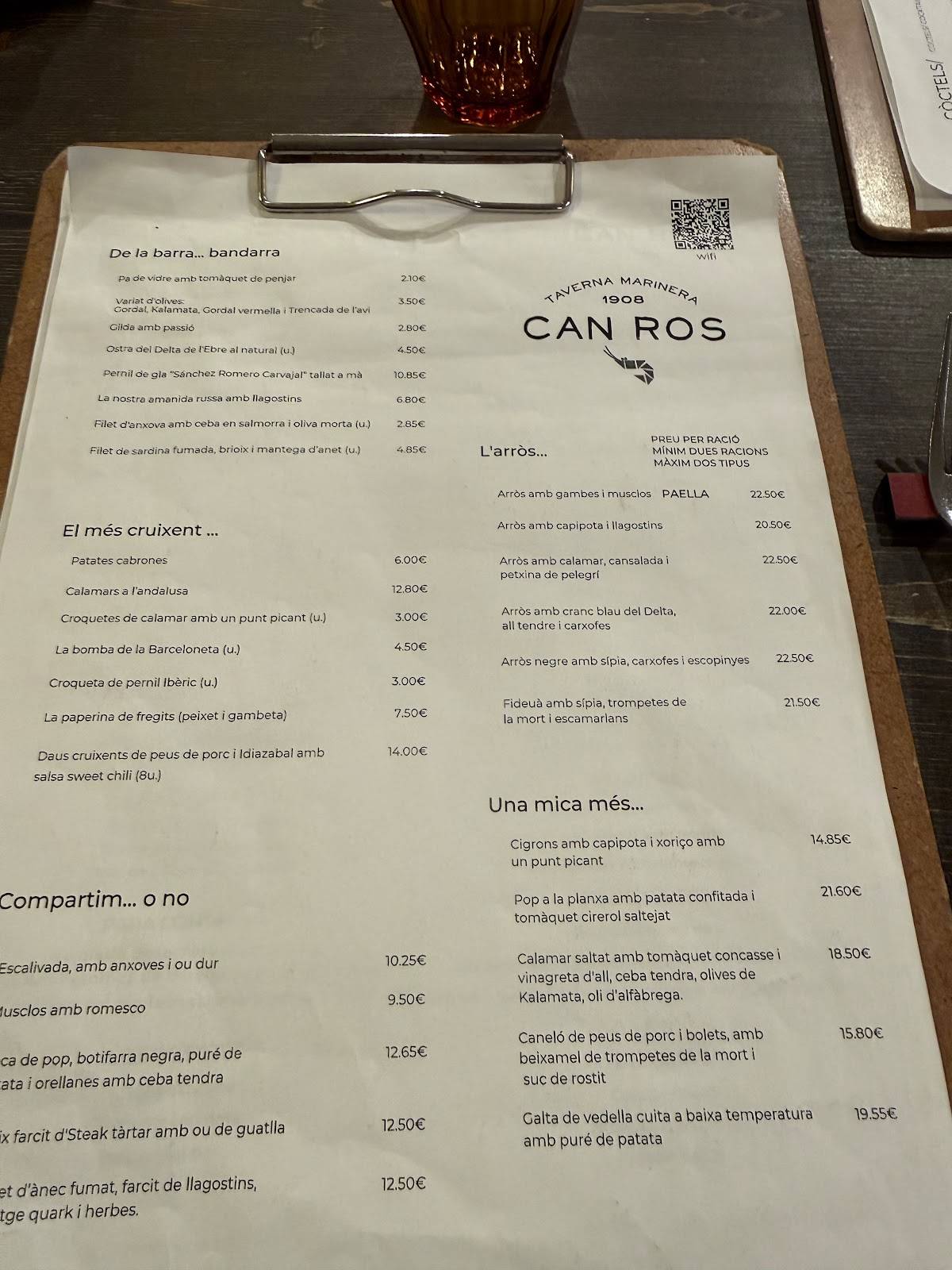 Restaurant Can Ros меню