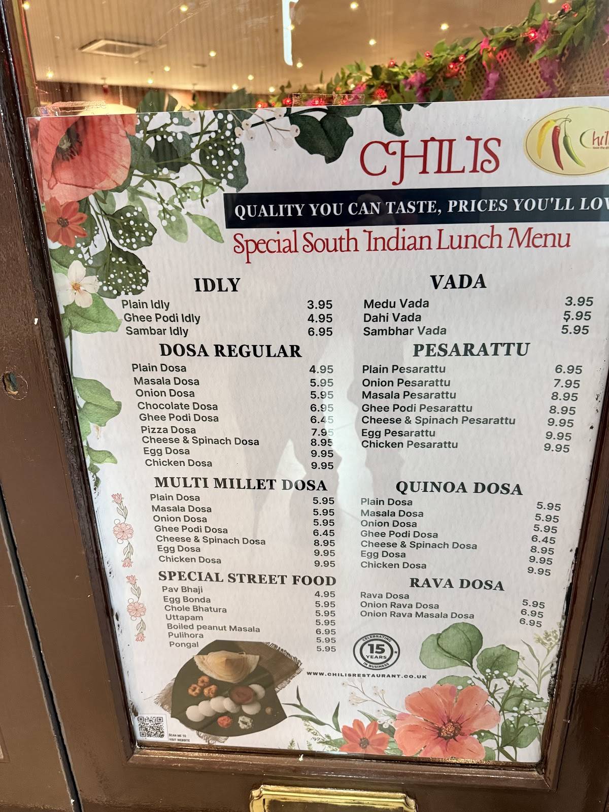 Chilis Indian & Indo Chinese Restaurant меню