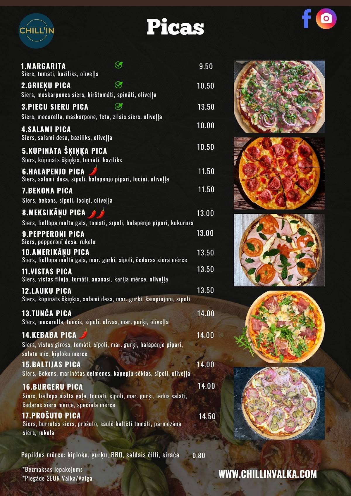 Chill'in Kebab and Pizza меню