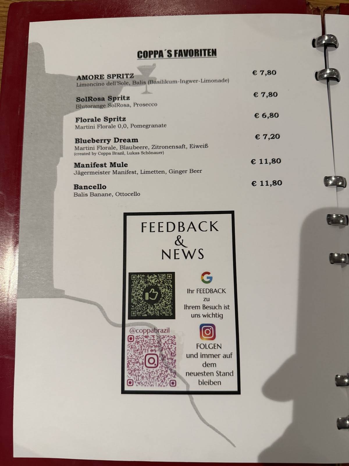 Restaurant Coppa Brazil меню
