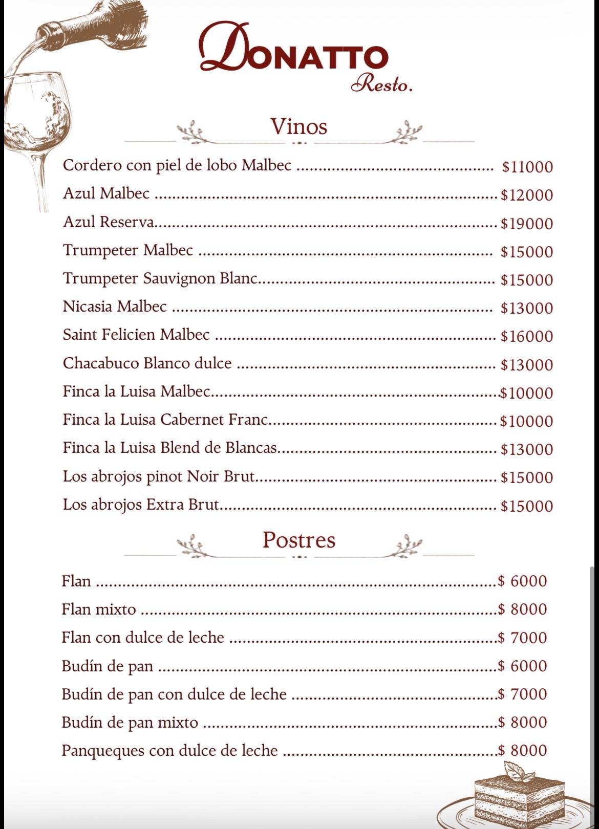 Donatto RESTO меню