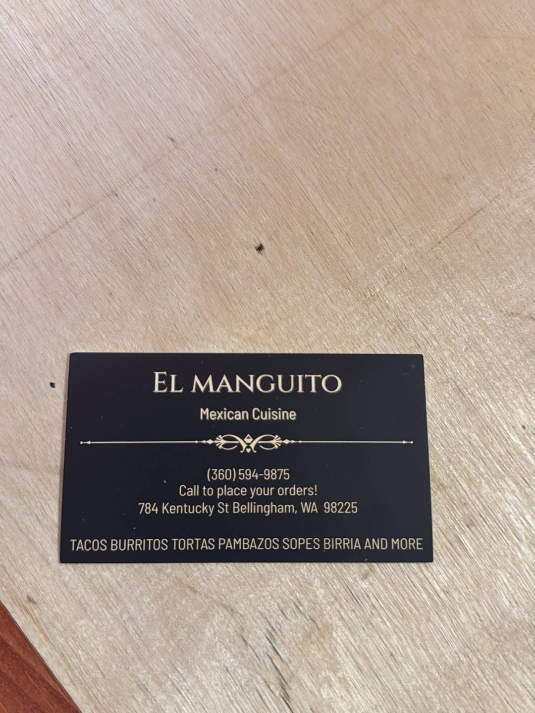 El Manguito Mexican Cuisine меню