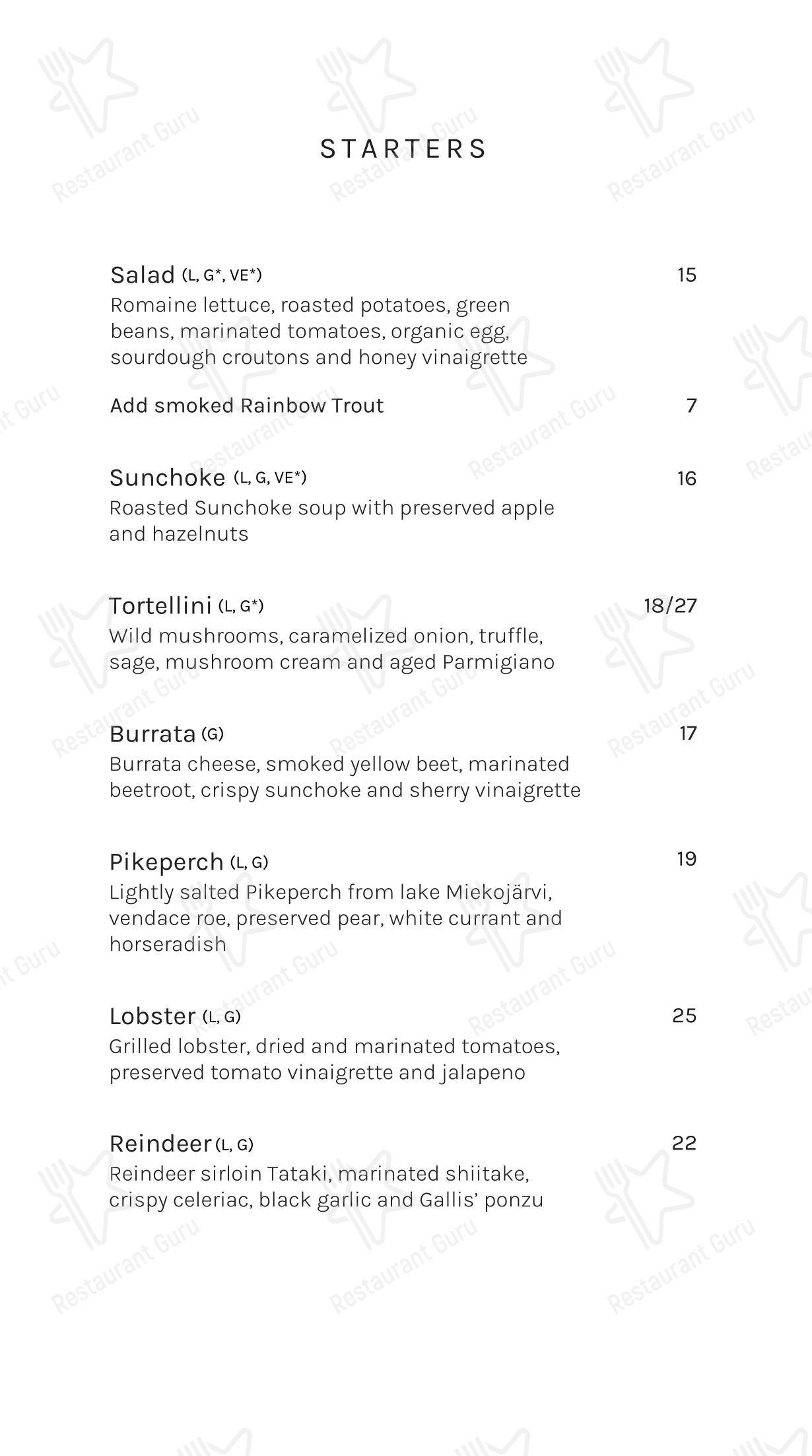Меню ресторана Restaurant Gallis - 菜单
