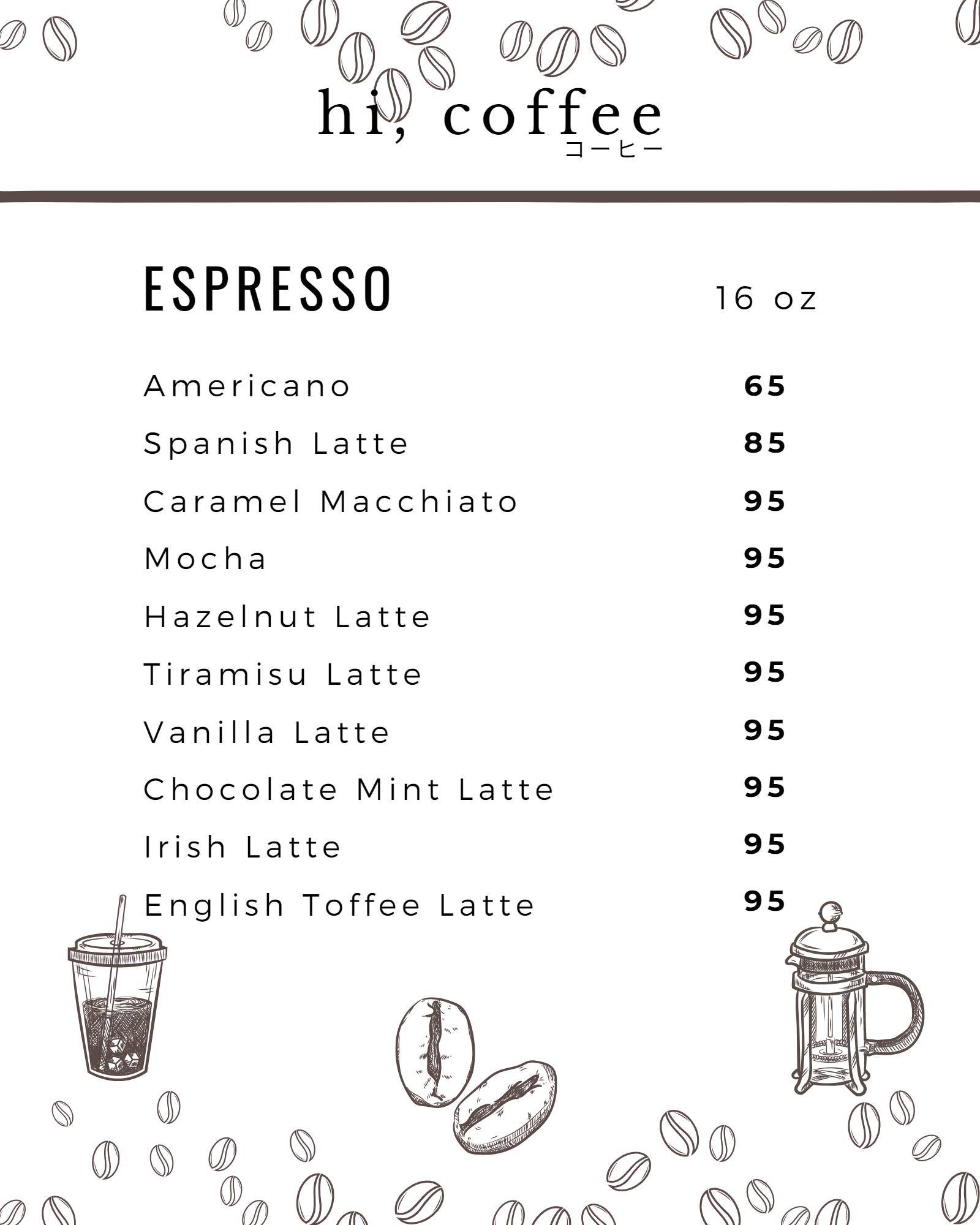 Hi, coffee меню