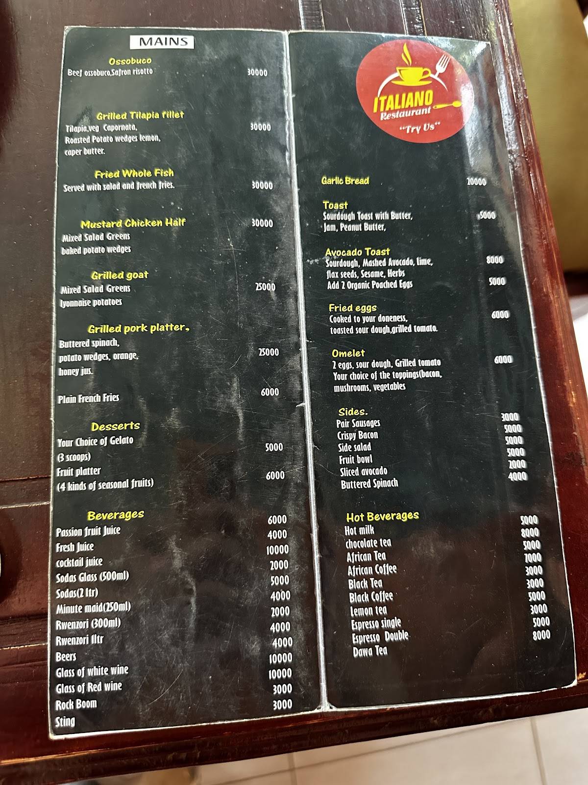 Italiano Ristorante меню