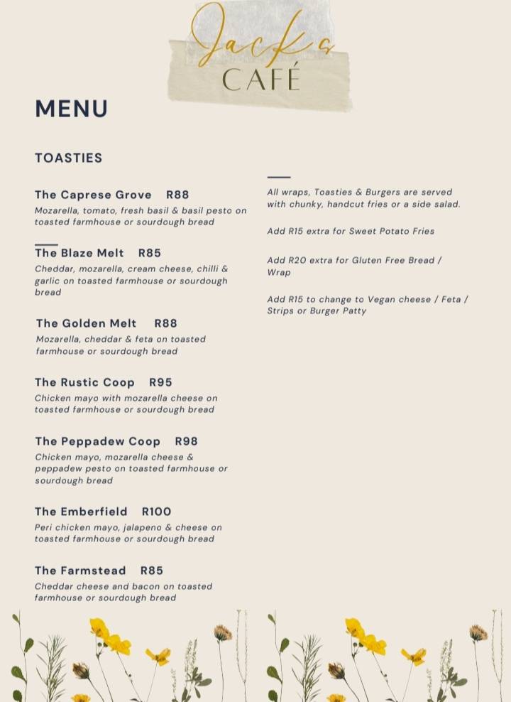 Jack's Café (formerly Rioca) меню