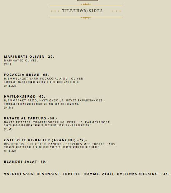 La Perla Restaurant меню