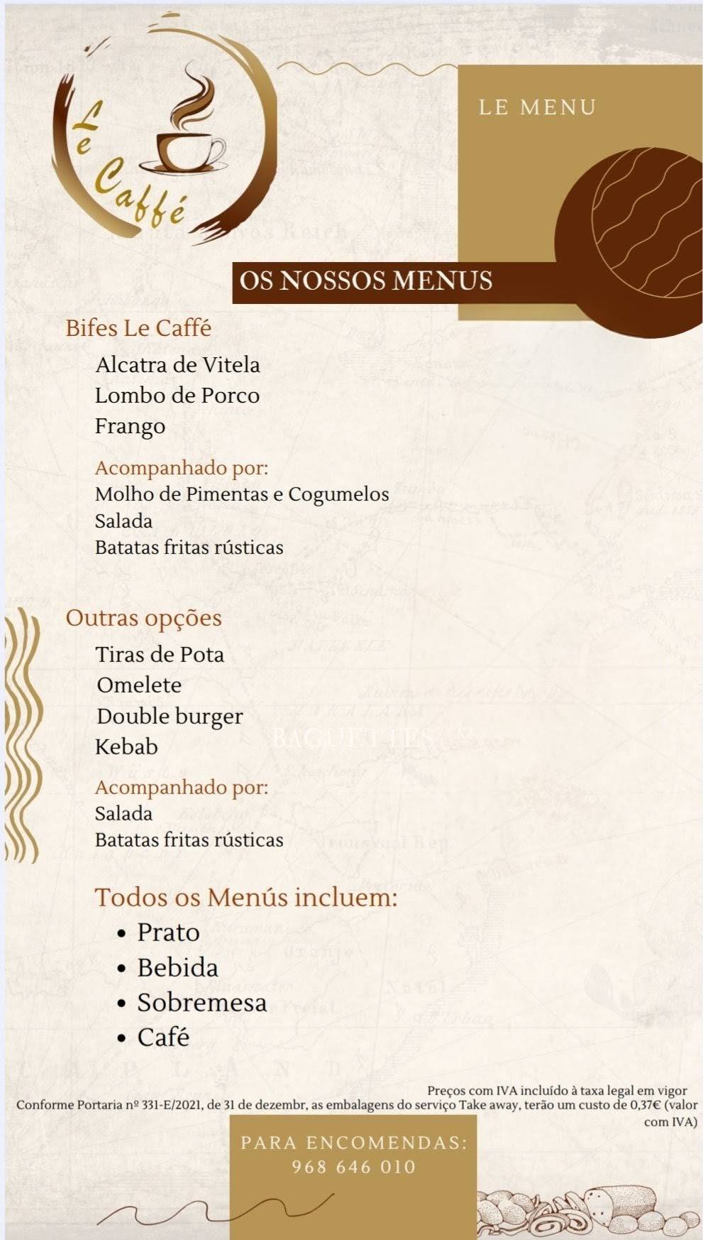 Le Caffé меню