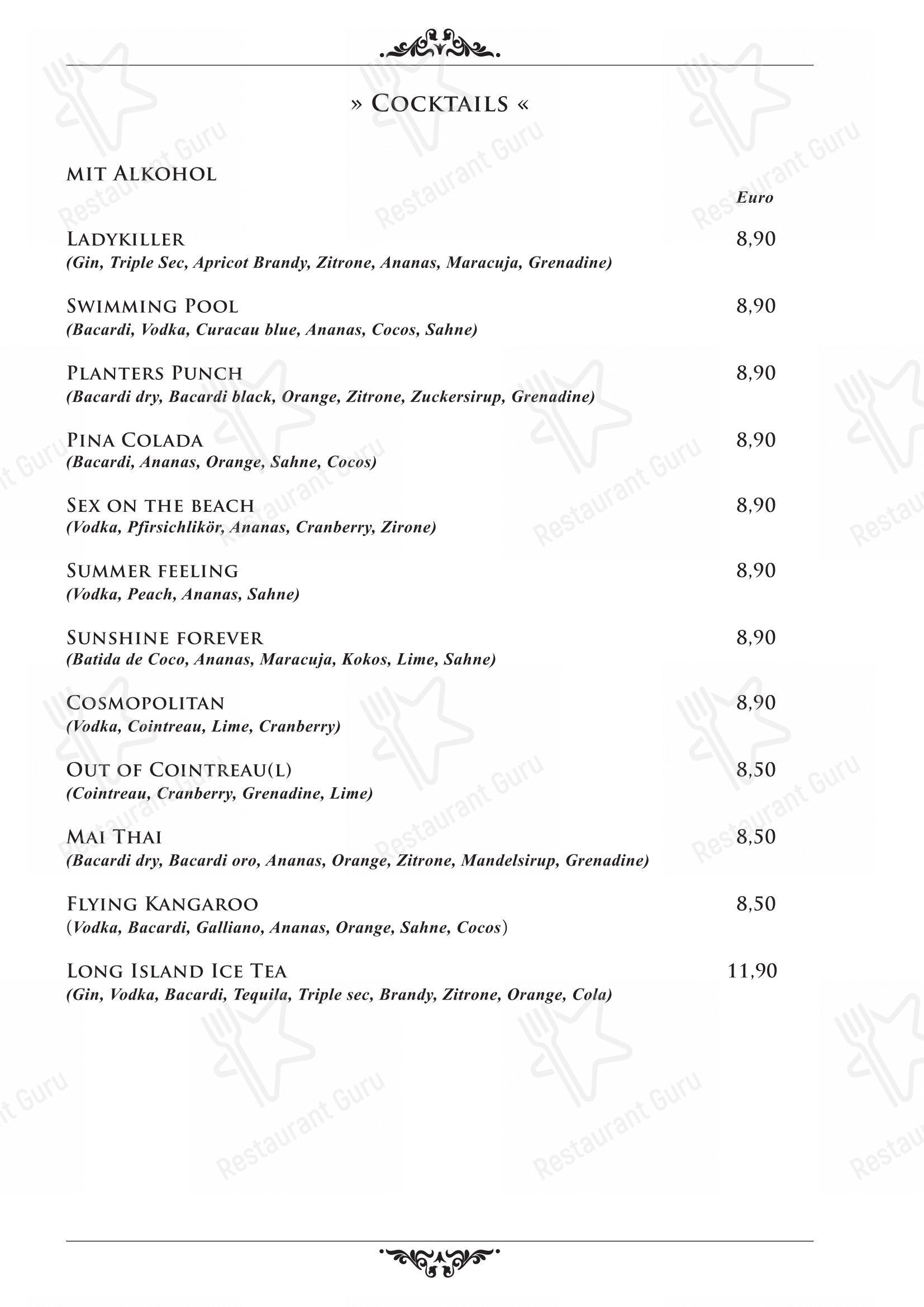 Меню паба и бара Restaurant Lehre Café Bar