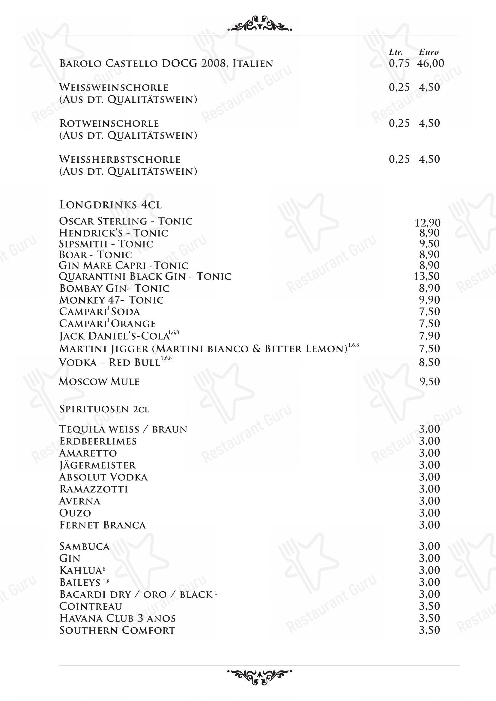 Меню паба и бара Restaurant Lehre Café Bar - Меню