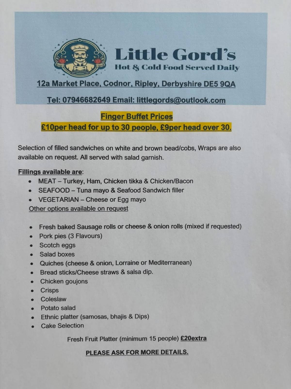 Little Gord’s меню
