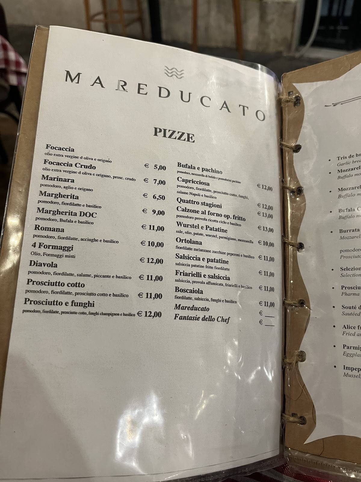 Mareducato меню