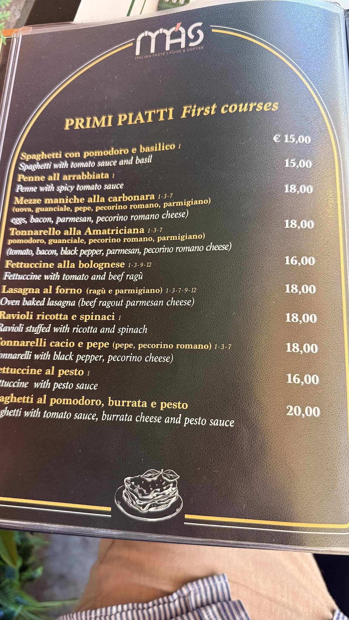 Más Italian Taste меню
