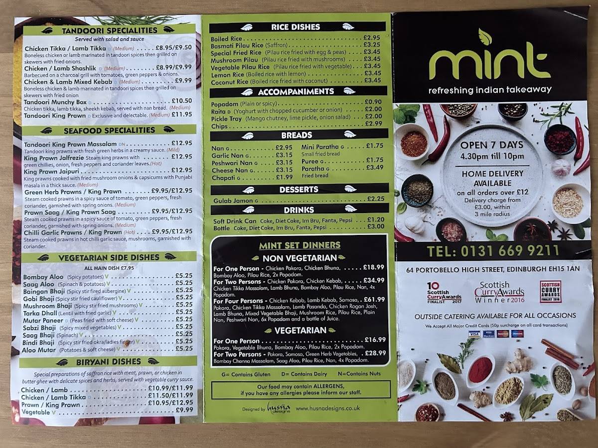 Mint Indian меню