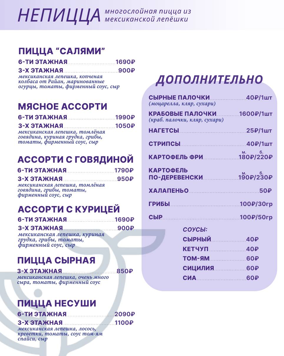 Несуши/непицца меню
