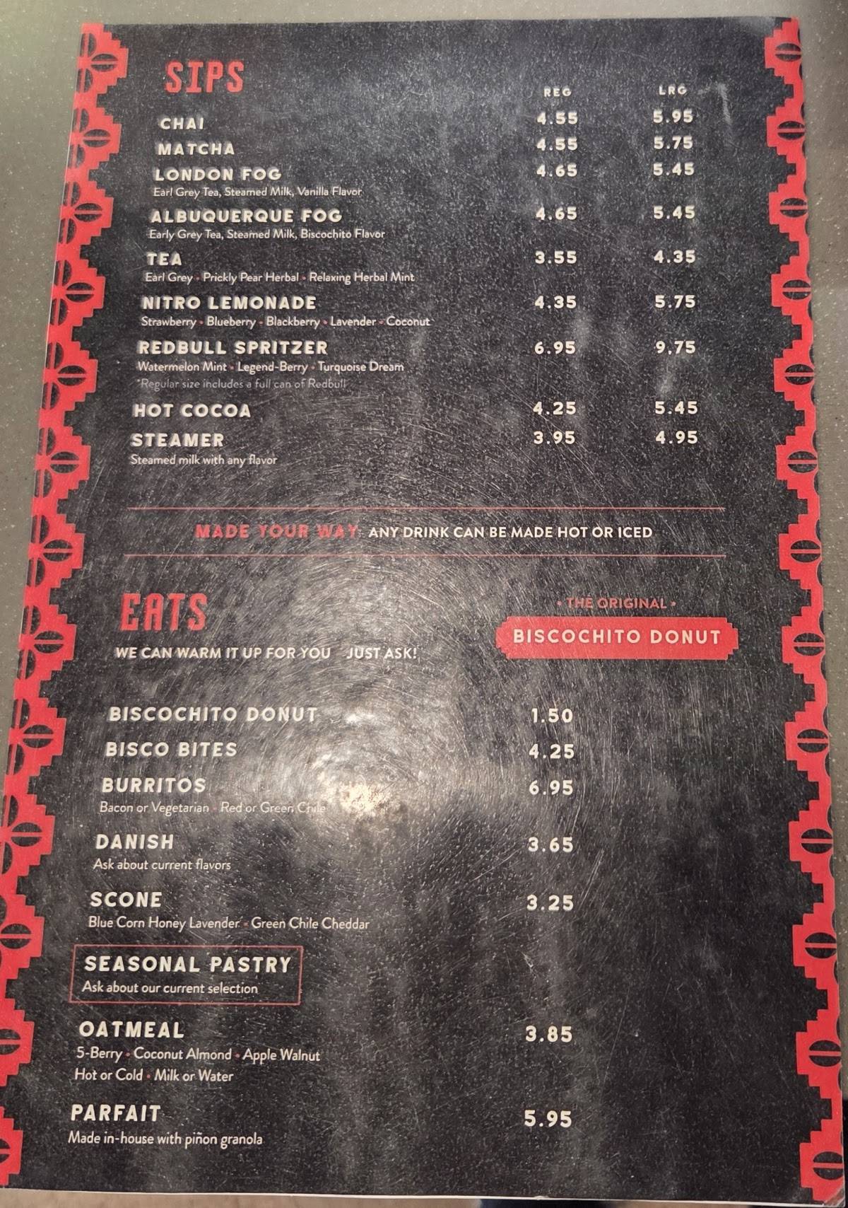 New Mexico Piñon Coffee меню