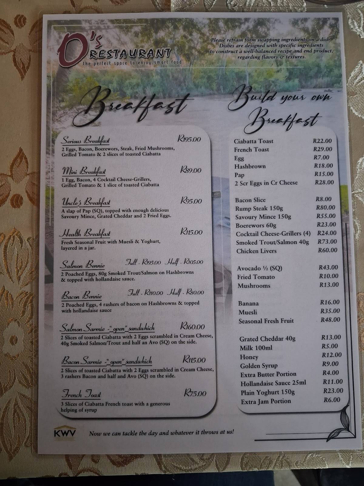 O'S Restaurant Parys меню