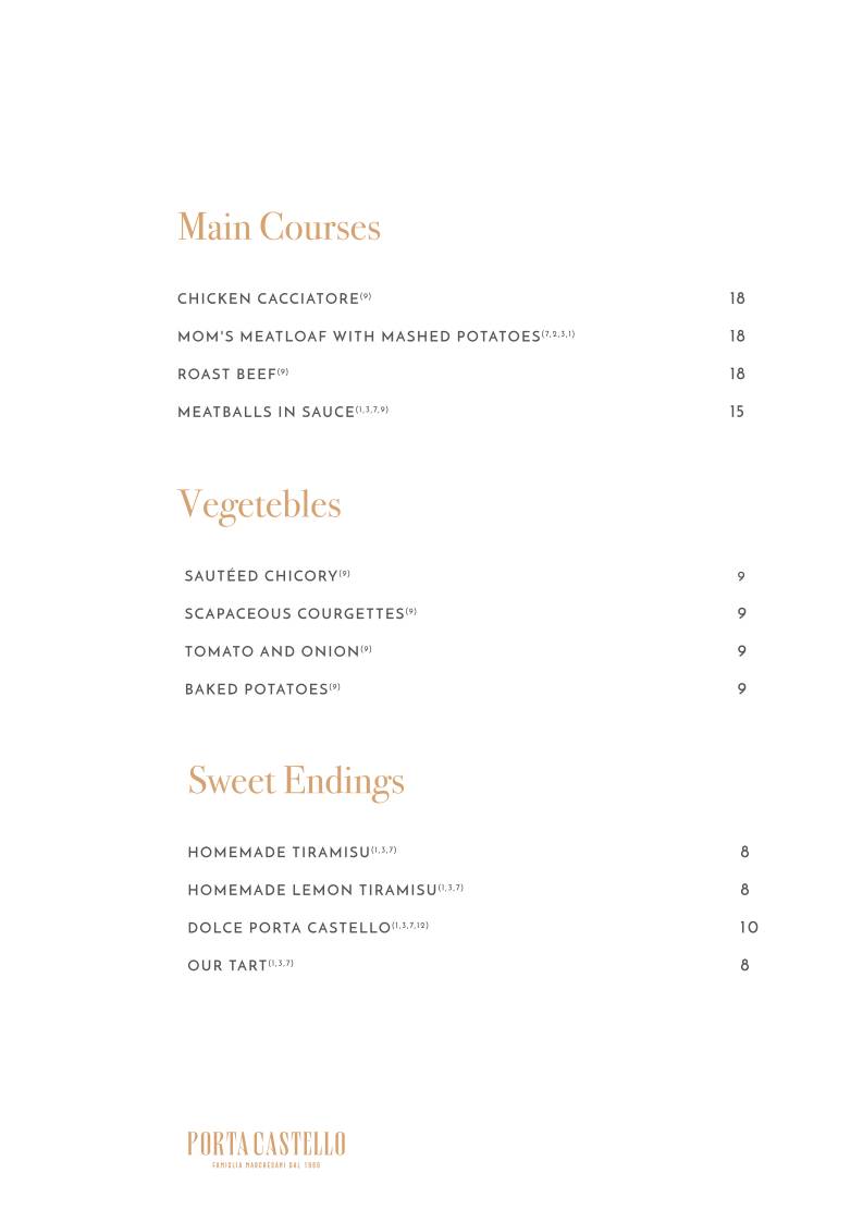 Osteria Porta Castello меню