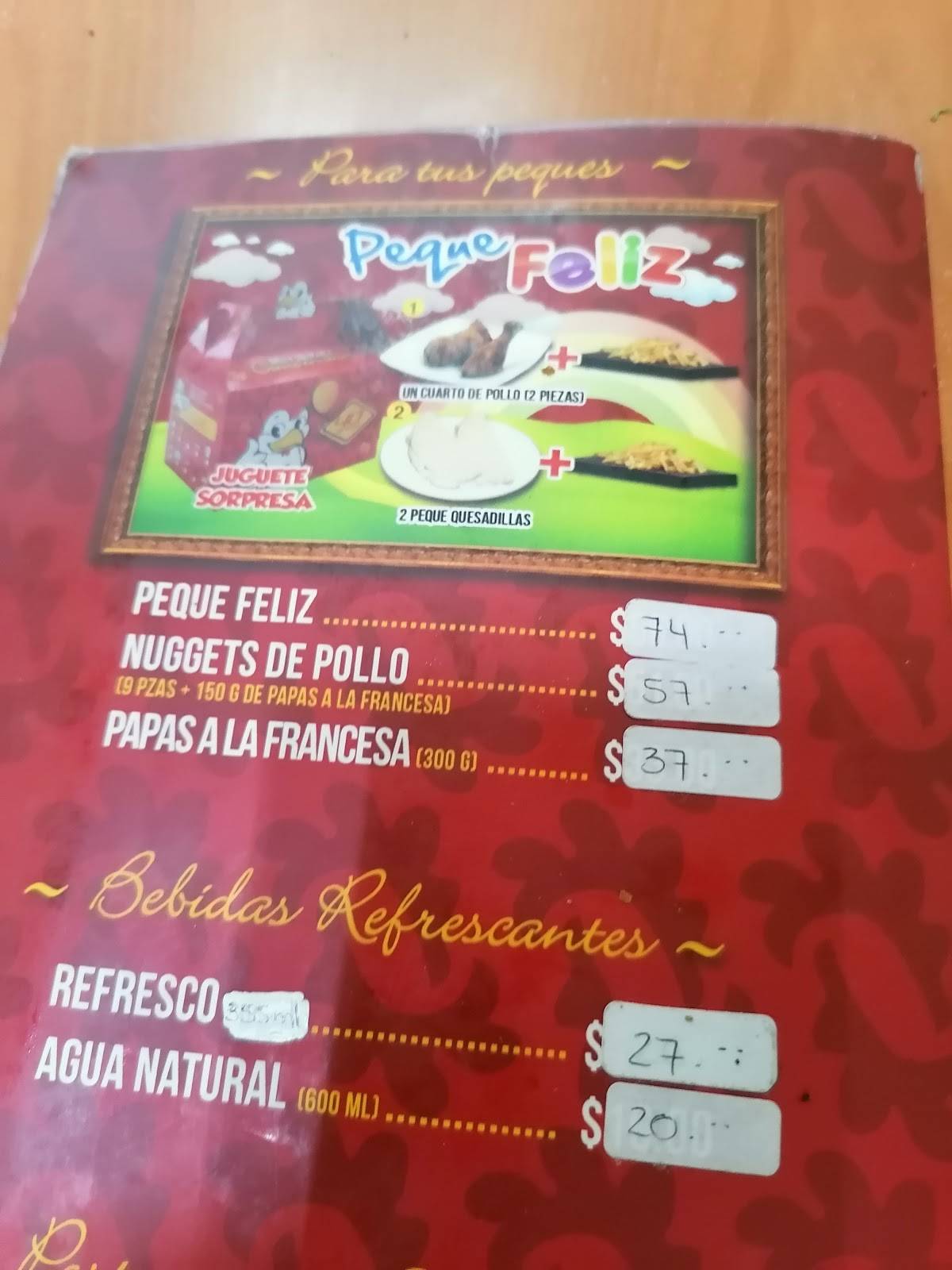 Pollo Féliz меню