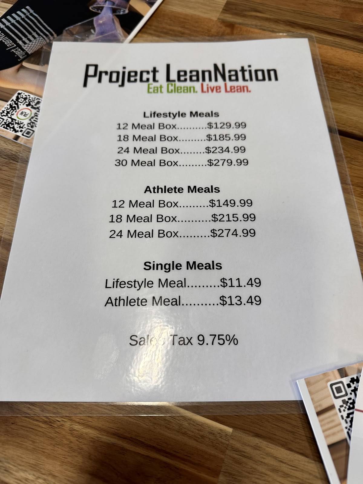Project LeanNation Springdale меню