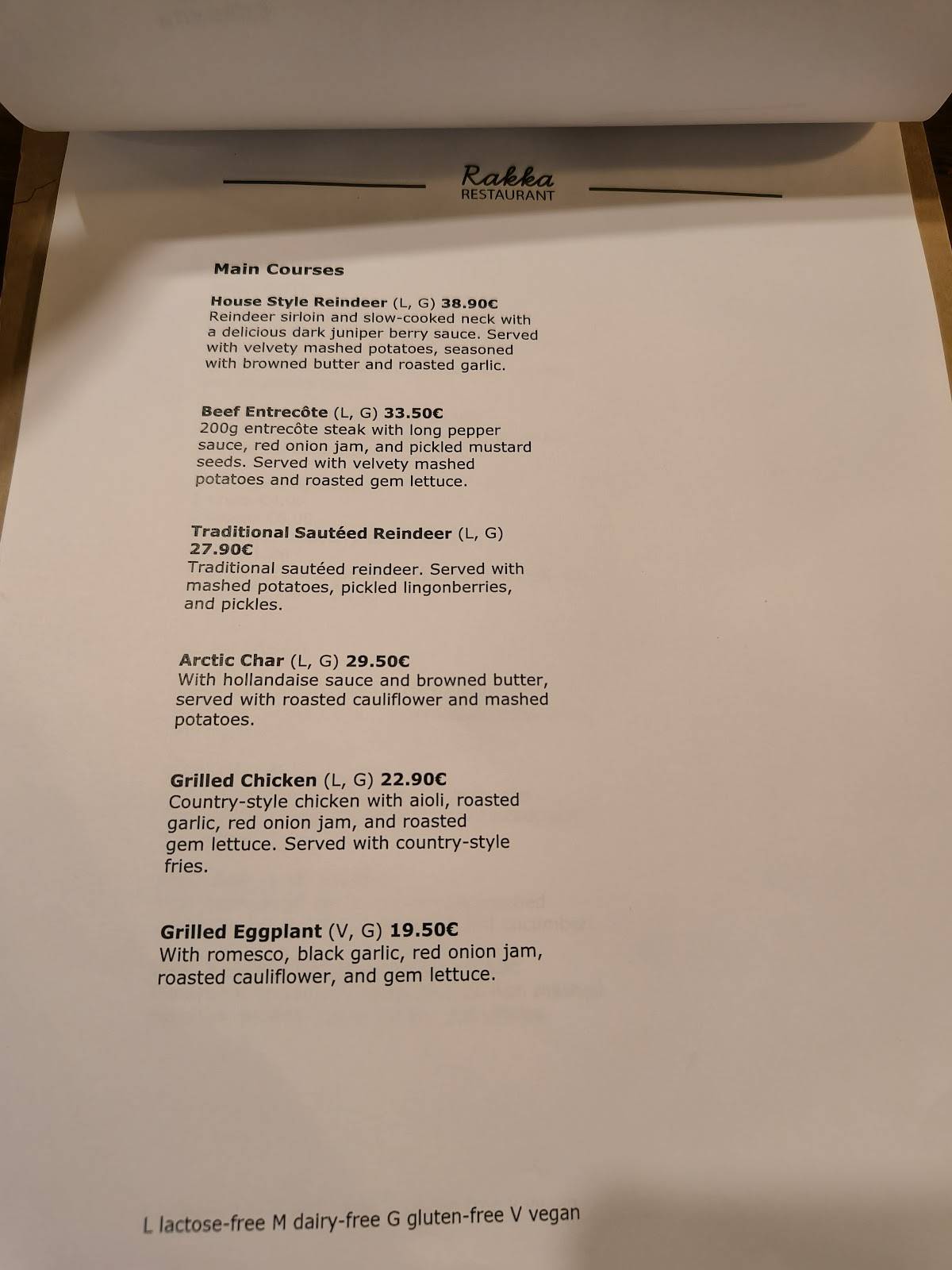 Rakka Restaurant меню